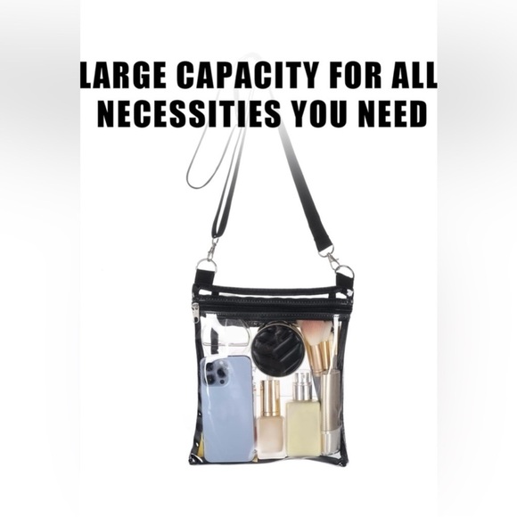 Clear Crossbody Bag with Zipper Inside Pocket Stadium Approved Transparent White - Picture 15 of 15